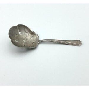 Mid Century Watson Co Sterling Silver Slotted Bon Bon-Nut Spoon ENGRAVED